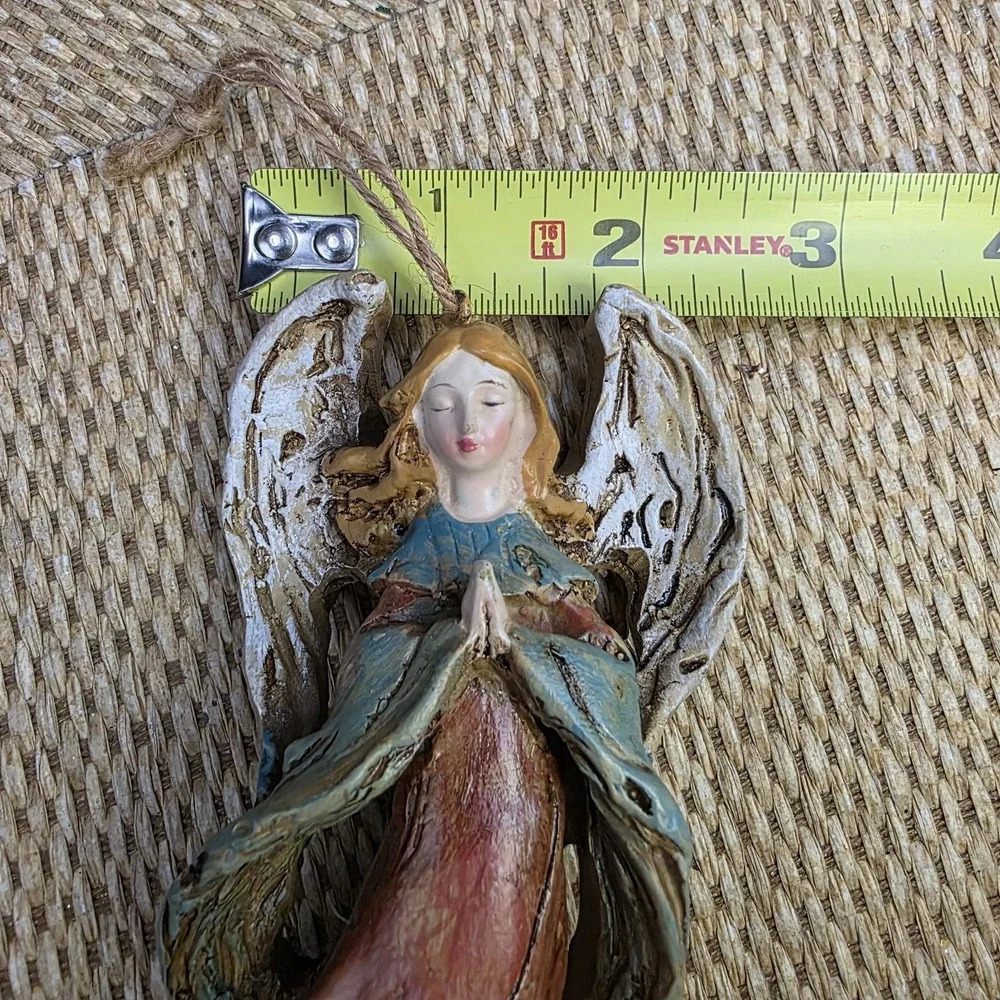 VTG Style Angel Ornament Praying Resin Rustic Farmhouse Christmas Decor‎